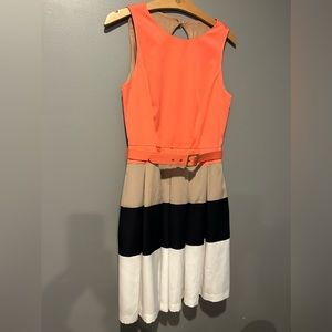 Eliza J fit and flare colorblock dress